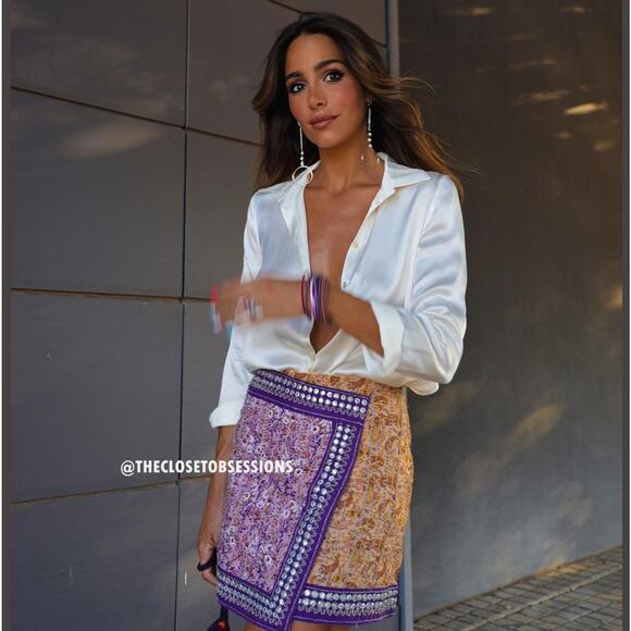 ZARA Multicolor High-Waisted Embellished Mini Skirt NWT Size S - Picture 6 of 16